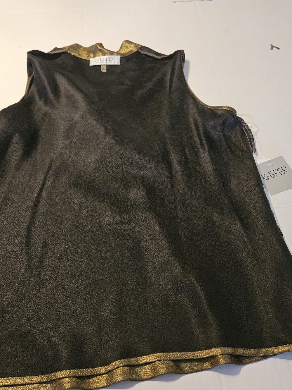 Kasper Metallic Bronze Tie-Front Sleeveless Top - Picture 3 of 9